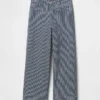 Jeans met hoge taille, wijde pijpen en enkellengte