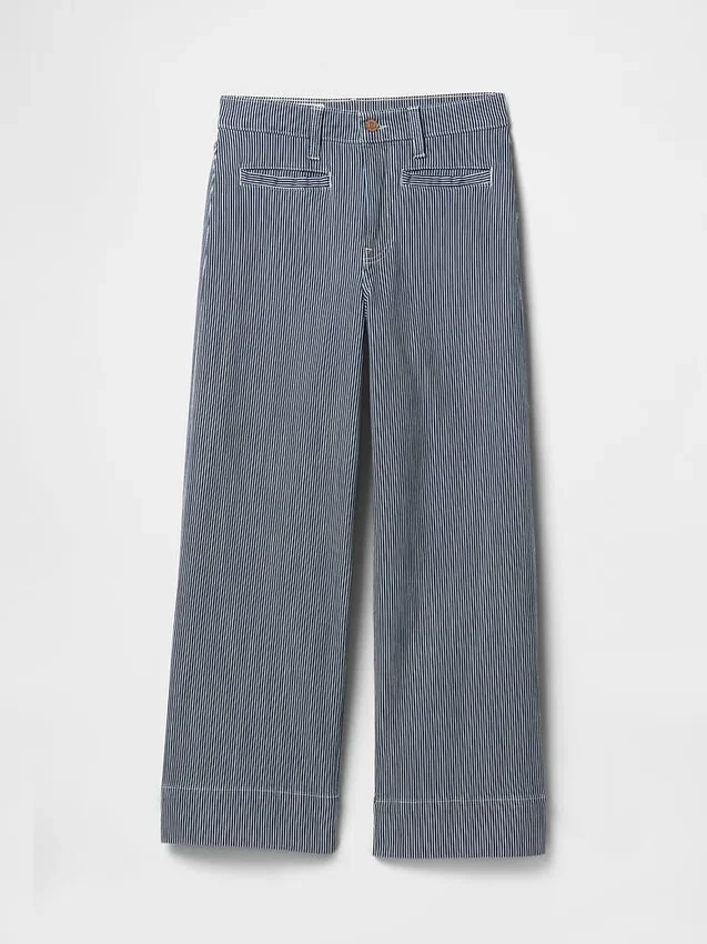 Jeans met hoge taille, wijde pijpen en enkellengte