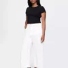 Jeans met hoge taille, wijde pijpen en enkellengte