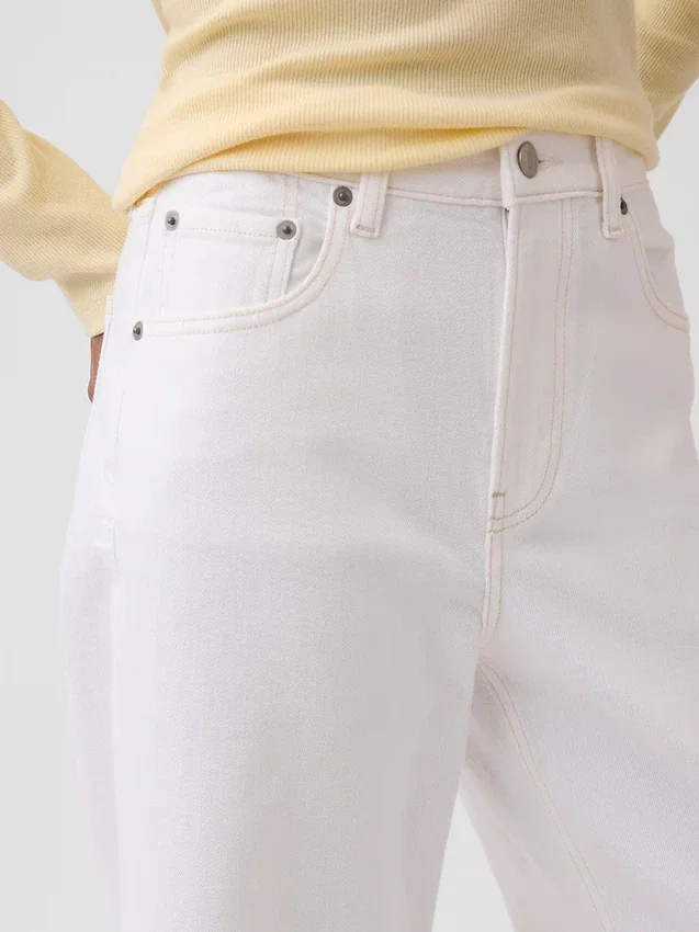 Jeans met hoge taille, wijde pijpen en enkellengte
