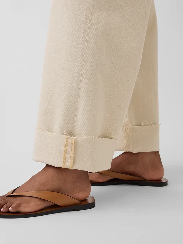 Jeans met hoge taille, wijde pijpen en enkellengte