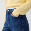 Jeans met hoge taille, wijde pijpen en enkellengte