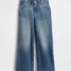 Jeans met hoge taille, wijde pijpen en enkellengte