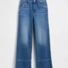 Jeans met hoge taille, wijde pijpen en enkellengte