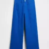 Jeans met hoge taille, wijde pijpen en enkellengte