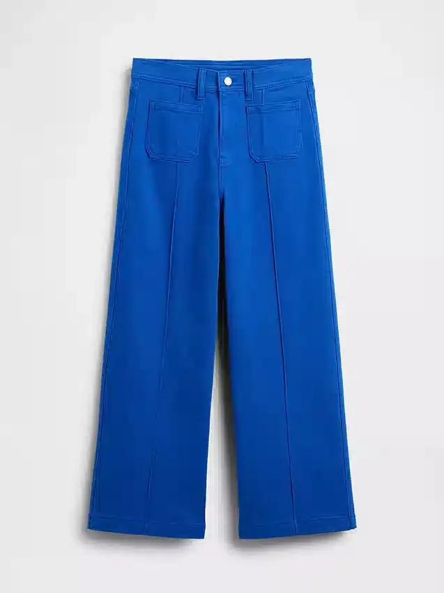 Jeans met hoge taille, wijde pijpen en enkellengte