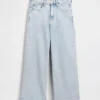 Jeans met hoge taille, wijde pijpen en enkellengte