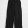 Jeans met hoge taille, wijde pijpen en enkellengte
