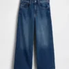 Jeans met hoge taille, wijde pijpen en enkellengte
