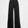 Jeans met hoge taille, wijde pijpen en enkellengte