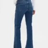 Jeans met lage taille, lang en slank model, met naad en gespleten zoom