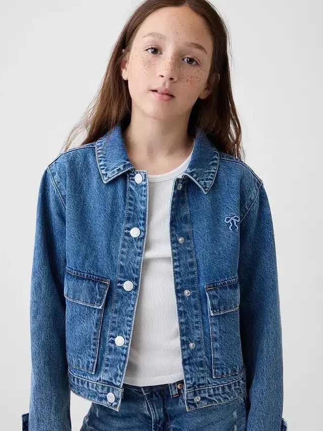 Jeansjasje met opgestikte zakken voor kinderen
