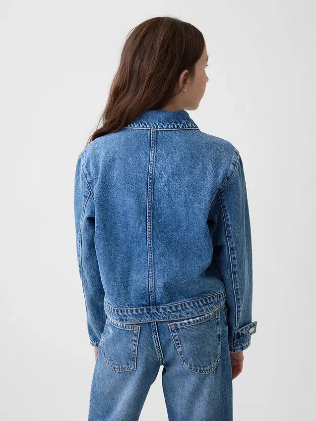 Jeansjasje met opgestikte zakken voor kinderen