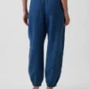 Joggingbroek van katoenen gaasdenim met wijd uitlopende pijpen