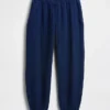 Joggingbroek van katoenen gaasdenim met wijd uitlopende pijpen