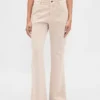 Kaki broek met lage taille en relaxte flare