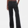 Kaki broek met lage taille en relaxte flare