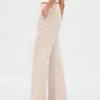 Kaki broek met lage taille en relaxte flare