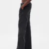 Kaki broek met lage taille en relaxte flare