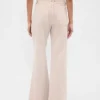 Kaki broek met lage taille en relaxte flare