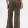 Kaki broek met lage taille en relaxte flare