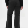Kaki broek met lage taille en relaxte flare