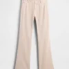 Kaki broek met lage taille en relaxte flare
