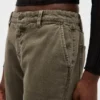 Kaki broek met lage taille en relaxte flare