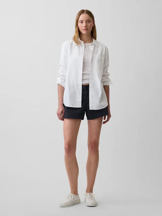 Kaki korte broek met middelhoge taille