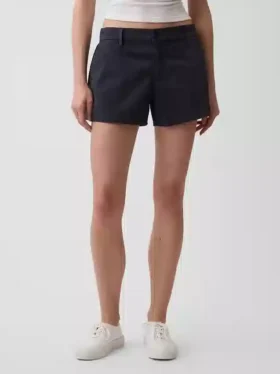 Kaki korte broek met middelhoge taille