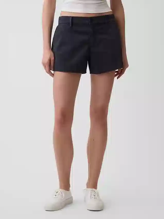 Kaki korte broek met middelhoge taille