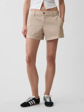 Kaki korte broek met middelhoge taille