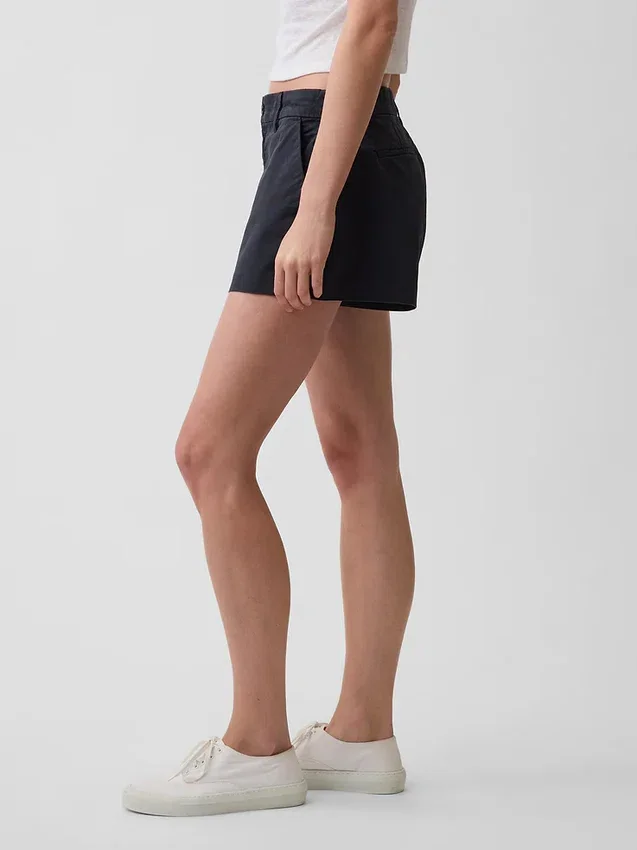 Kaki korte broek met middelhoge taille