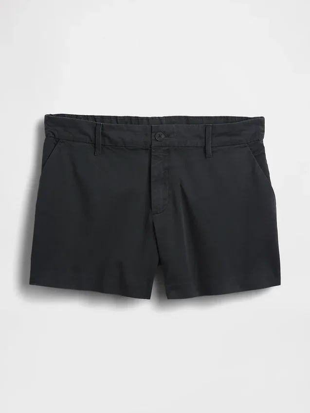 Kaki korte broek met middelhoge taille