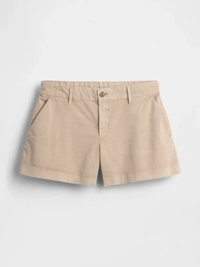 Kaki korte broek met middelhoge taille