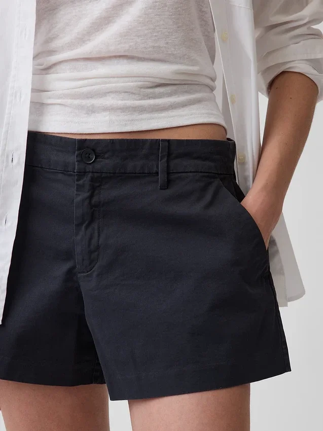 Kaki korte broek met middelhoge taille