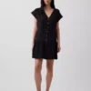 Katoenen gaas shirtjurk met lage taille