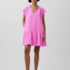 Katoenen gaas shirtjurk met lage taille