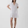 Katoenen gaas shirtjurk met lage taille
