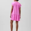 Katoenen gaas shirtjurk met lage taille