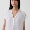 Katoenen gaas shirtjurk met lage taille