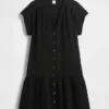 Katoenen gaas shirtjurk met lage taille