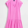 Katoenen gaas shirtjurk met lage taille