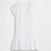 Katoenen gaas shirtjurk met lage taille