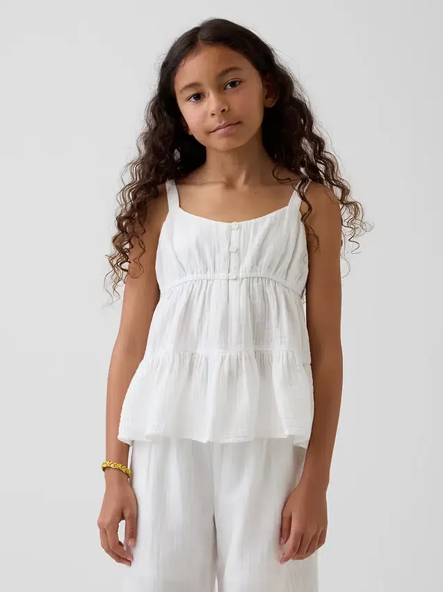 Katoenen gaas tanktop met laagjes voor kinderen