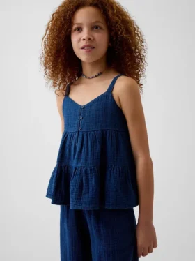 Katoenen gaas tanktop met laagjes voor kinderen