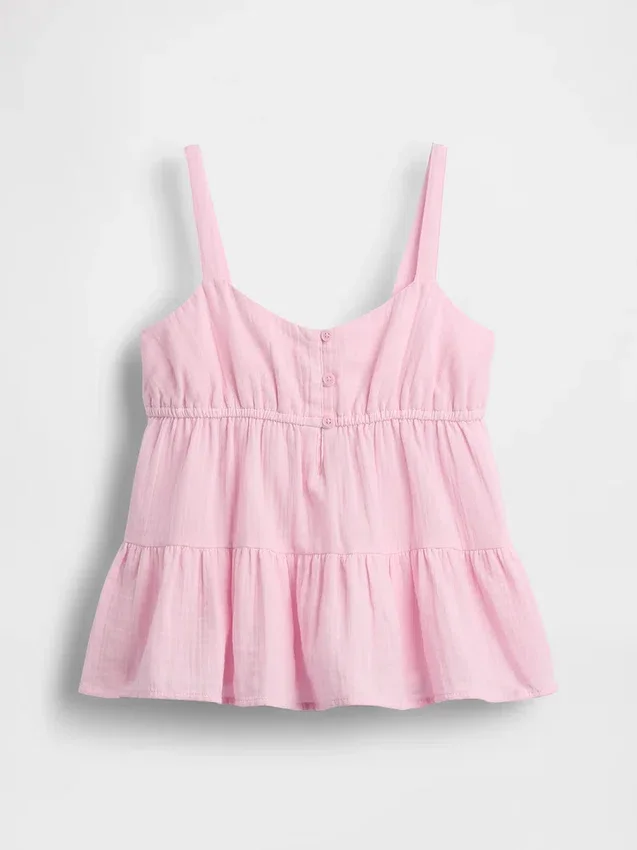 Katoenen gaas tanktop met laagjes voor kinderen