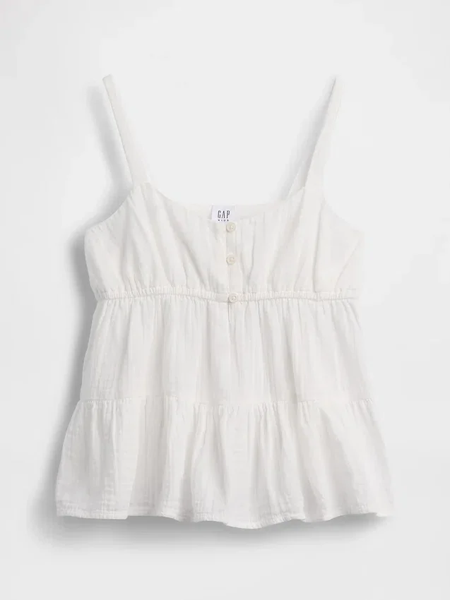 Katoenen gaas tanktop met laagjes voor kinderen