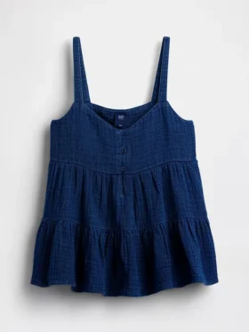 Katoenen gaas tanktop met laagjes voor kinderen