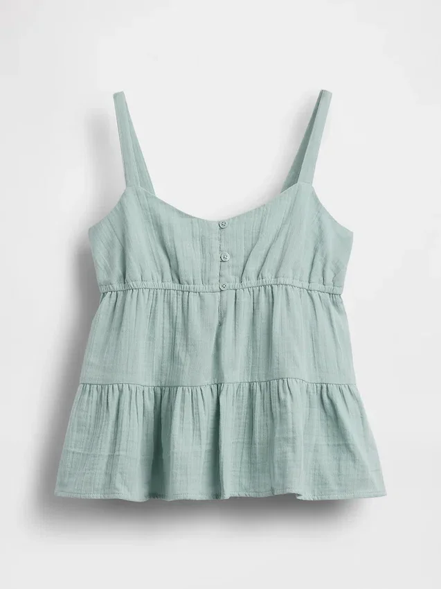 Katoenen gaas tanktop met laagjes voor kinderen
